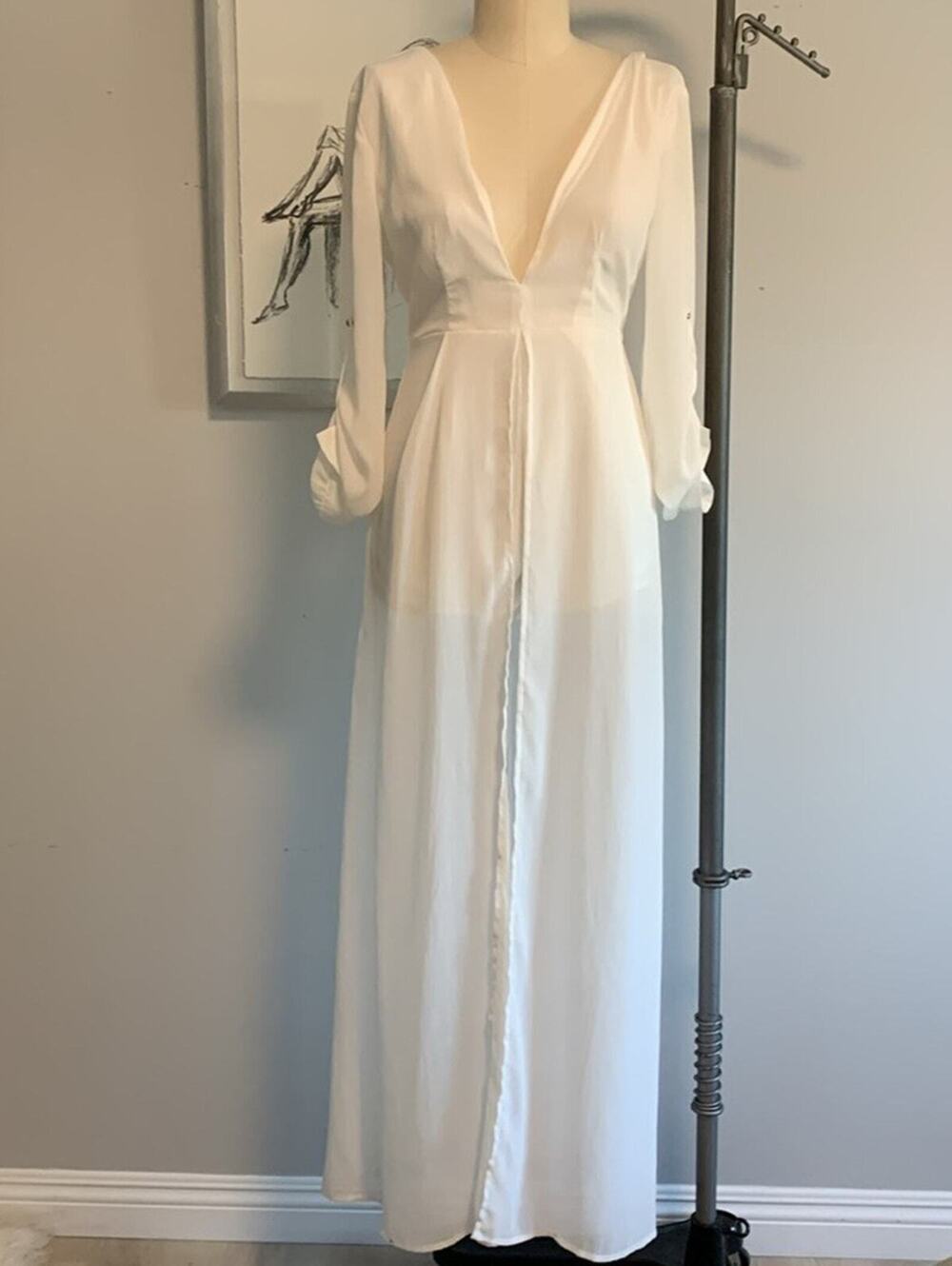 Hot Miami Style Maxi Dress White Boho Fairy Mermaid Small